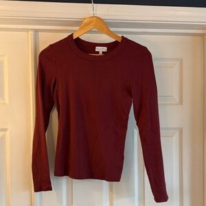 Michael Stars Burgundy Long Sleeve ribbed Tee